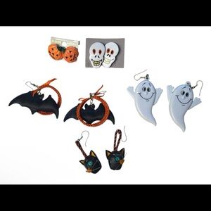 New and Vintage Halloween earring sets - 5 pairs of spooky season earrings